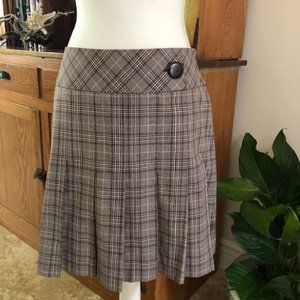Ann Taylor Loft 100% Cotton Plaid Pleated Skirt